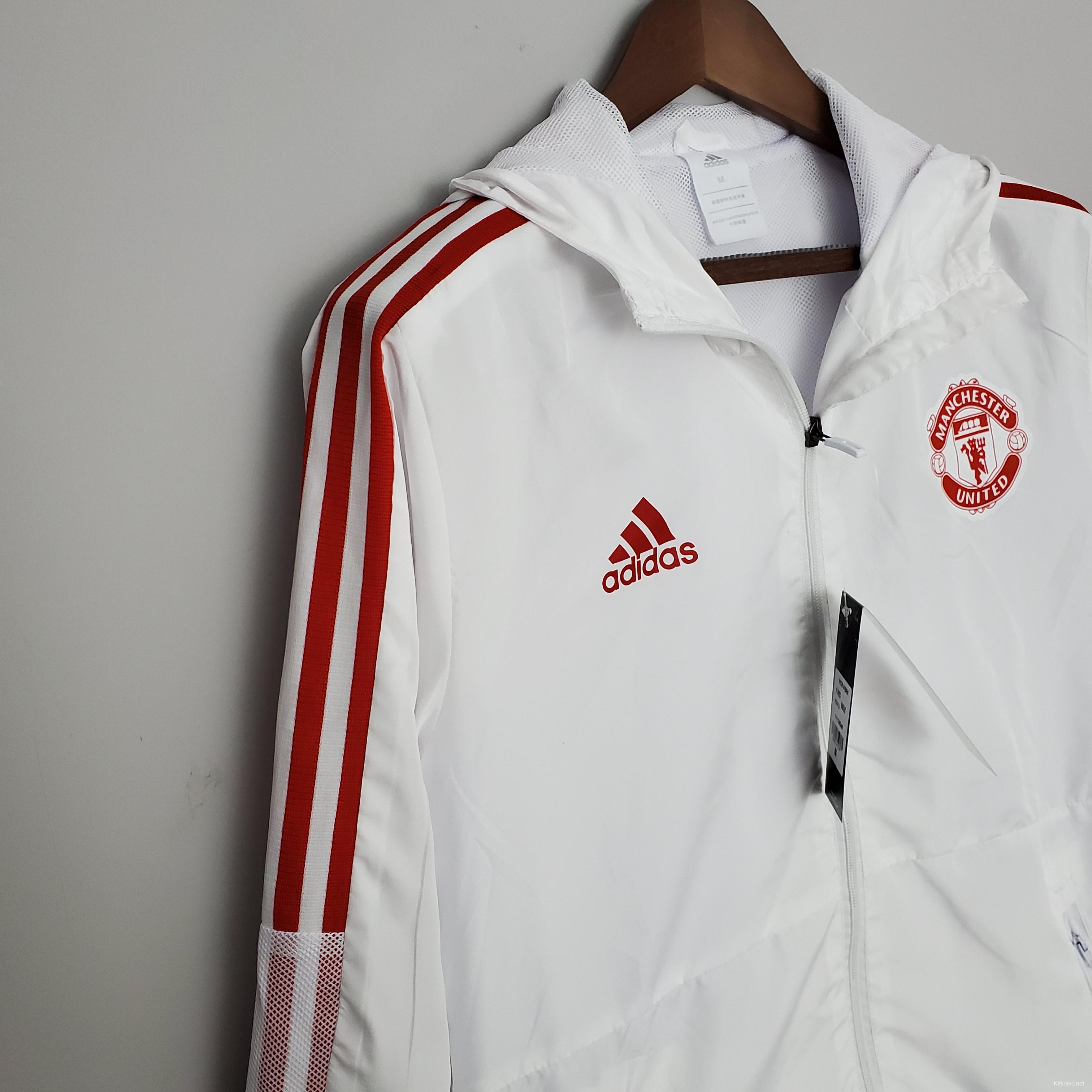 2022 Manchester United Windbreaker White Soccer Jersey