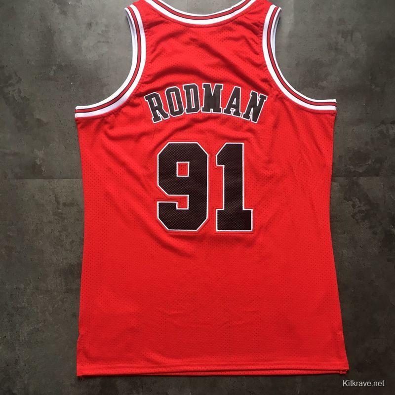 Men's Dennis Rodman Red Retro Classic Team Jersey