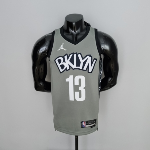 75th Anniversary Harden #13 Brooklyn Nets City Edition Gray NBA Jersey