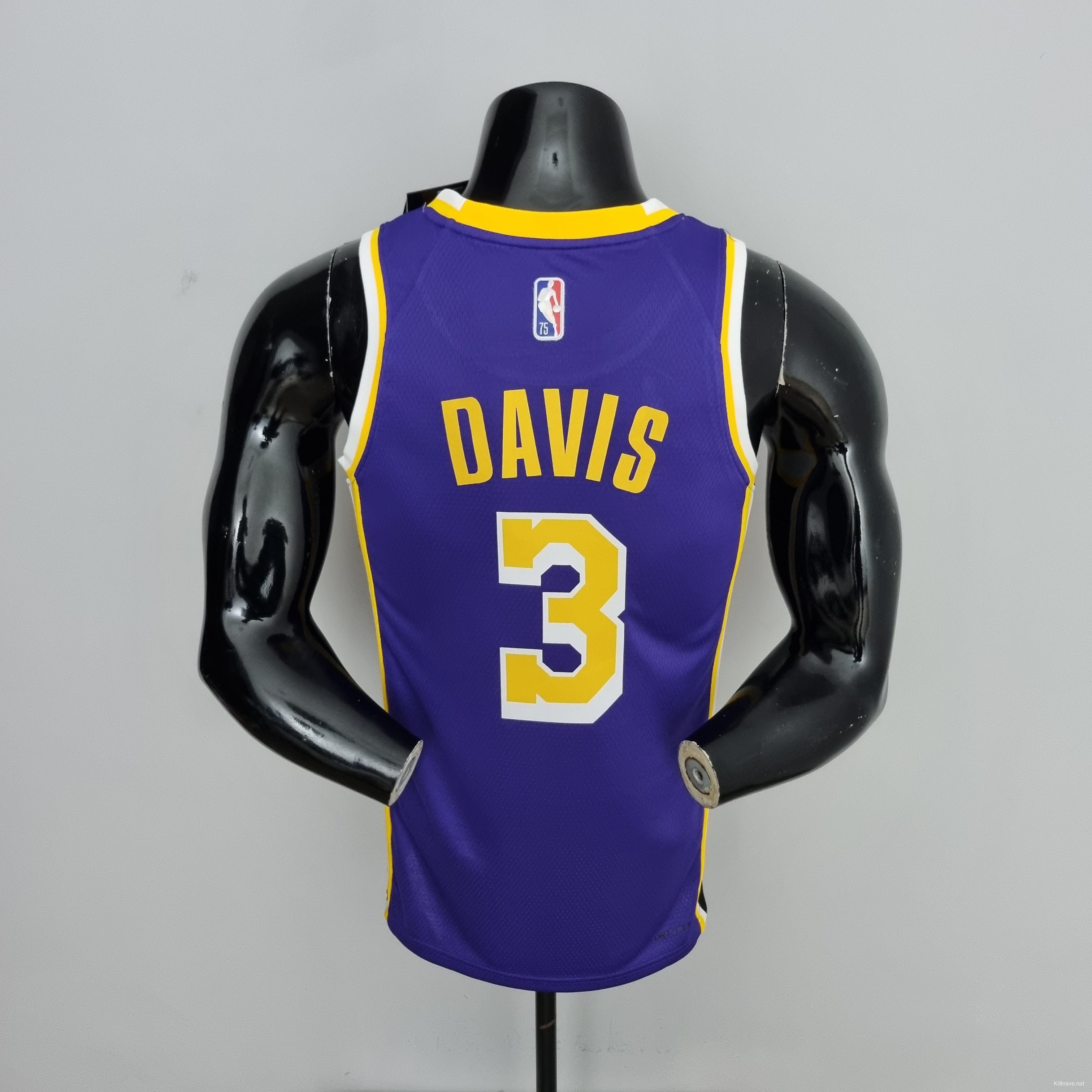 75th Anniversary Davis #3 Los Angeles Lakers Jordan Purple NBA Jersey