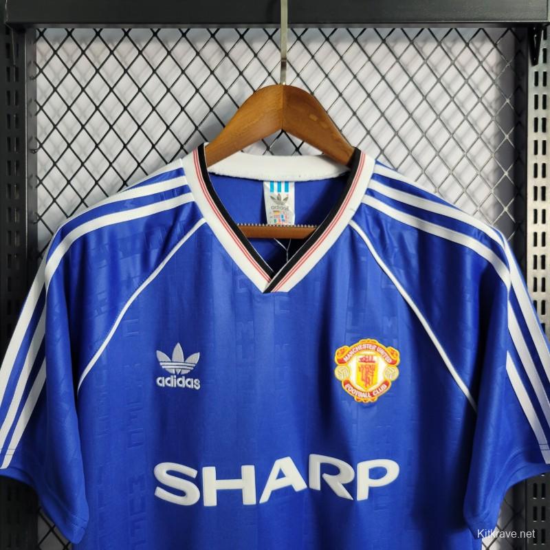 Retro 88/89 Manchester United Away Blue Jersey