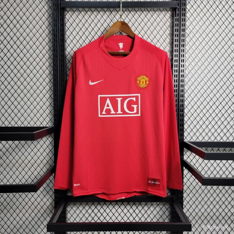 Retro Long Sleeve 07-08 Manchester United Home Premier League Jersey