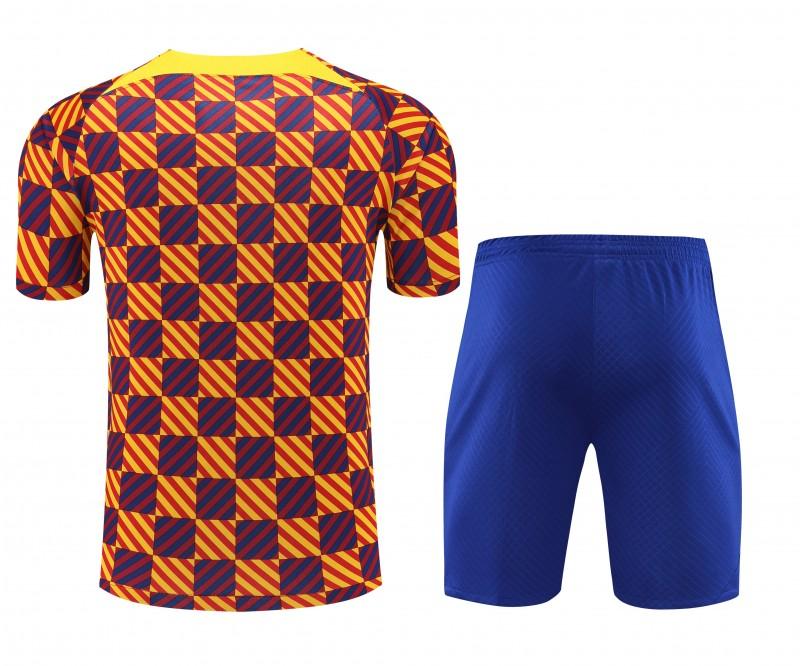 23-24 Barcelona Special Orange Grid Short Sleeve+Shorts