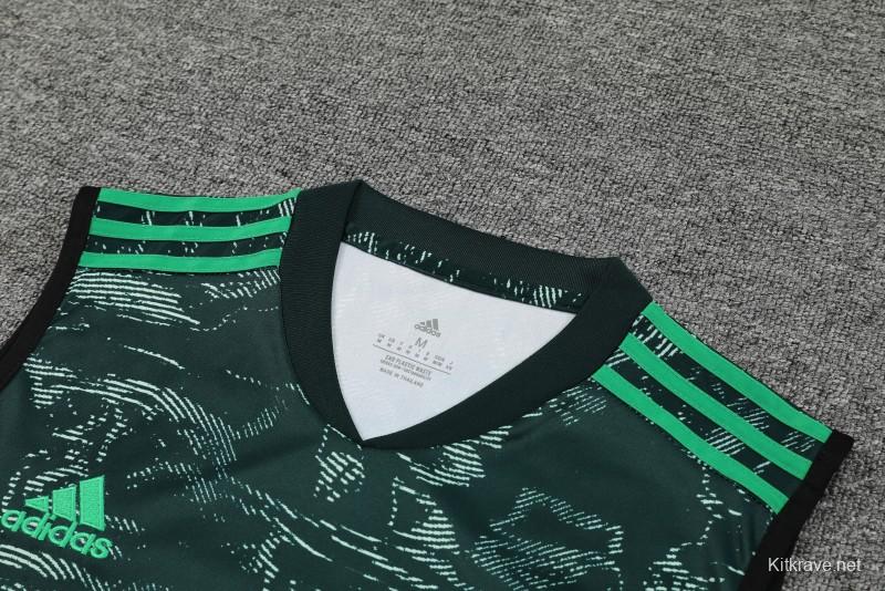 23-24 Real Madrid Black Green Pattern Vest Jersey+Shorts