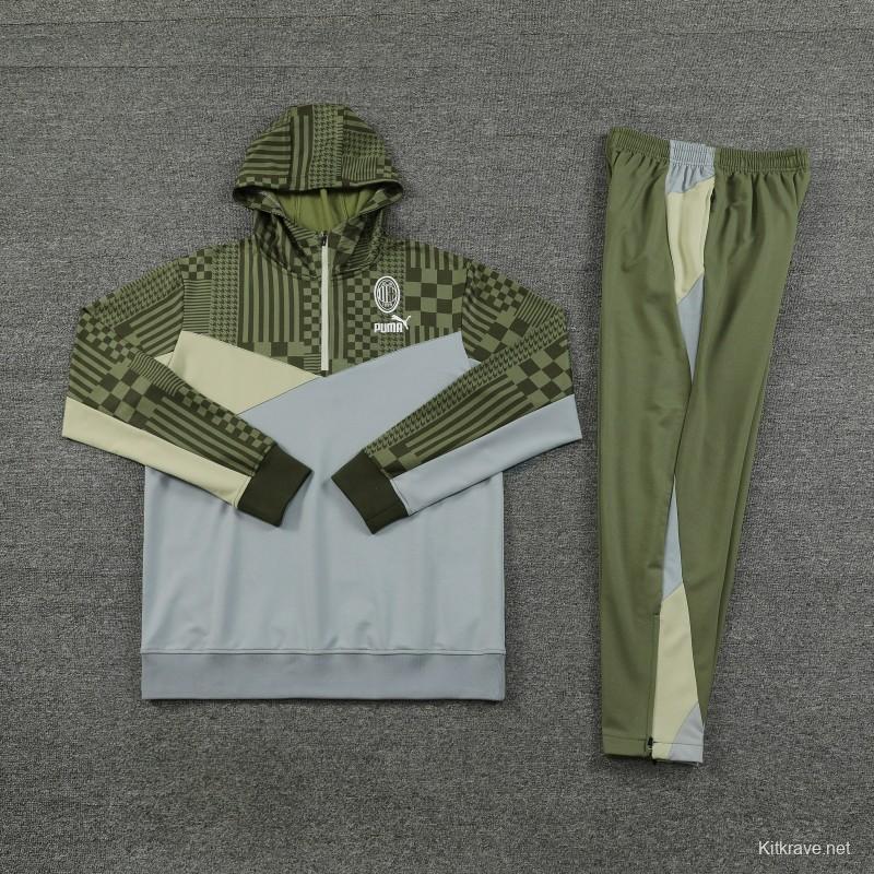 23/24 PUMA Green Grey Hoodie Half Zipper Jacket+Pants