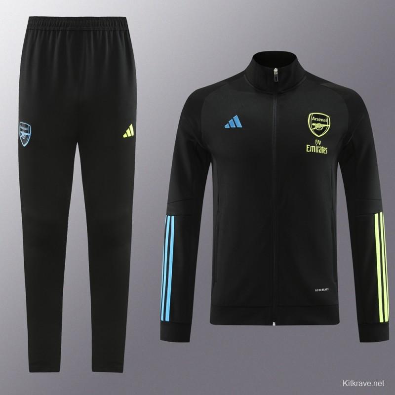 23/24 Arsenal Black/Green Full Zipper Jacket+Pants
