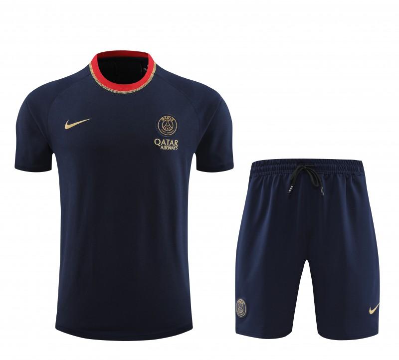 23/24 PSG Navy/Red Cotton Short Sleeve Jersey+Shorts