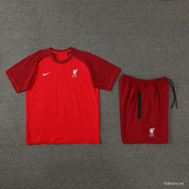 23/24 Liverpool Red Cotton Short Sleeve Jersey+Shorts