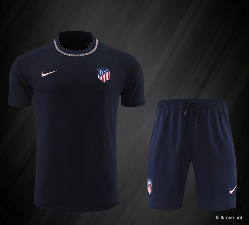 23/24 Atletico Madrid Navy Cotton Short Sleeve Jersey+Shorts