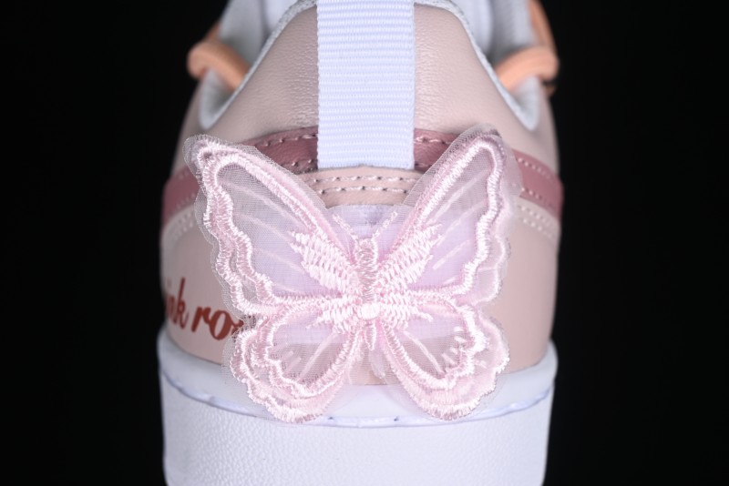 Nike Court Borough Low-Top Slip-Resistant Skate Shoes with Custom Rose Pink Hand-Painted Design - DQ5979-100