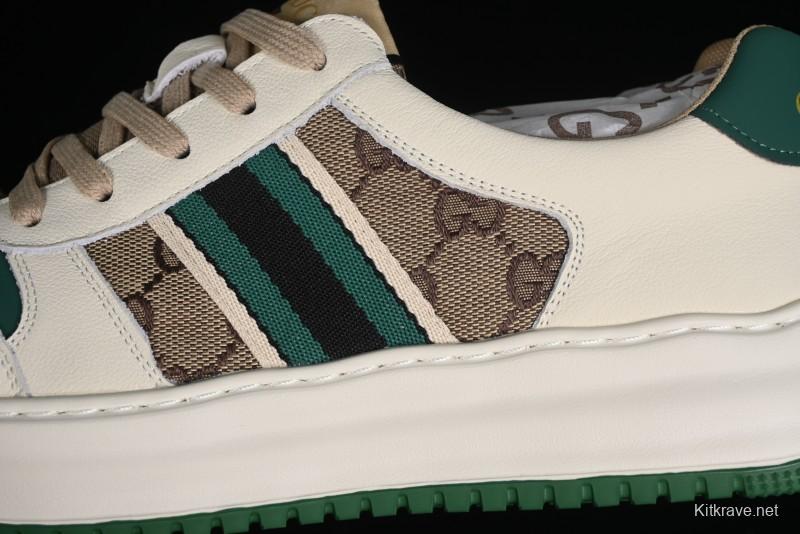 Gucci Chunky B Screener GG Casual Sneakers in Beige and Ebony GG Canvas with Leather Trim - 9Y9209666