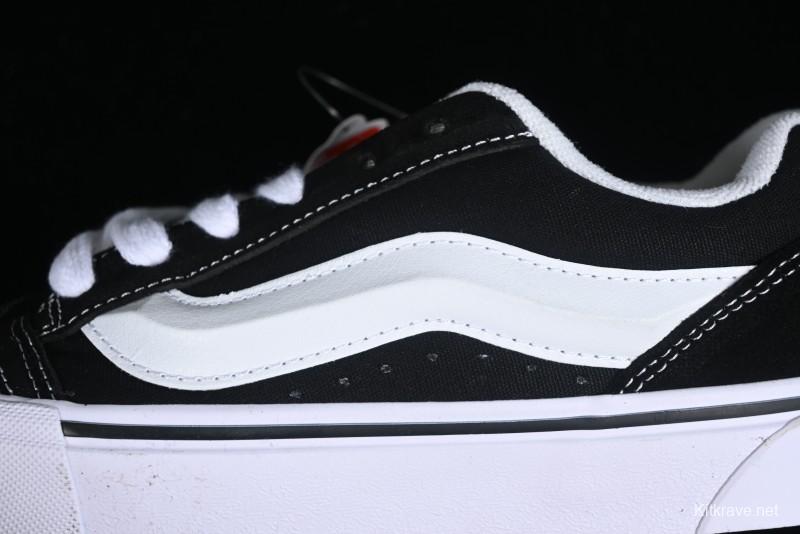 Vans Classics Knu Skool Coca-Cola Collaboration Black White Embroidery Chunky Tongue Sneakers - VN0009QC6BTI