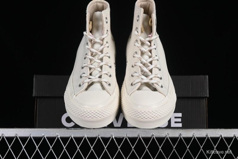 Converse Chuck All Star Lift Platform Utility White High Top Breathable Canvas Casual Shoes - A08767C