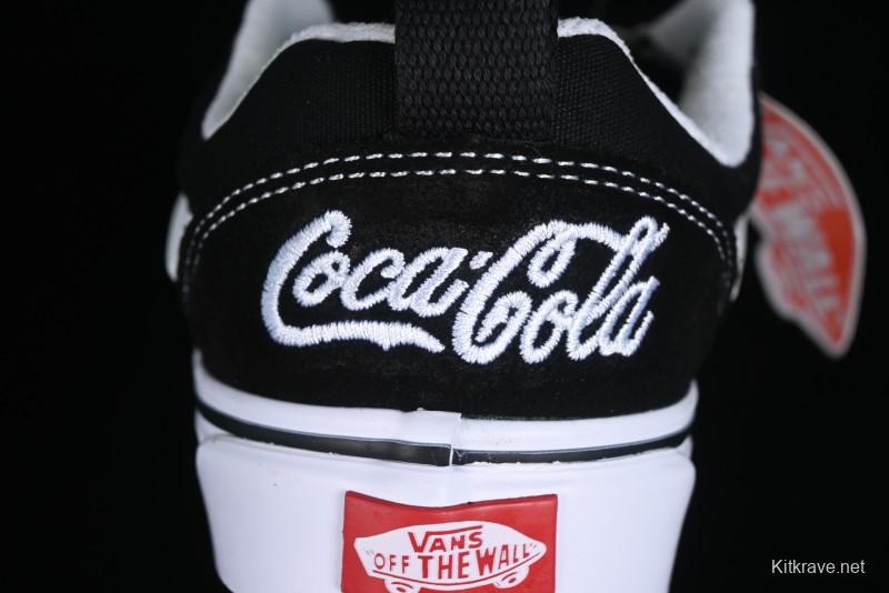 Vans Classics Knu Skool Coca-Cola Collaboration Black White Embroidery Chunky Tongue Sneakers - VN0009QC6BTI