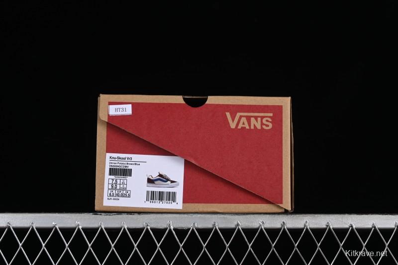 Vans Classics Knu Skool White Blue Brown Colorblock Chunky Tongue Skate Shoes - VN0009QCDMV