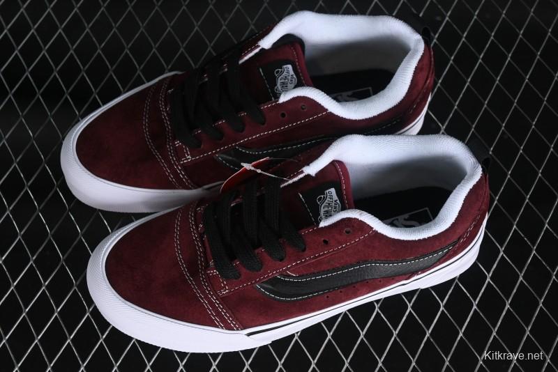 Vans Classics Knu Skool Chunky Tongue Retro Sneakers in Wine Red - VN0009QC02Y
