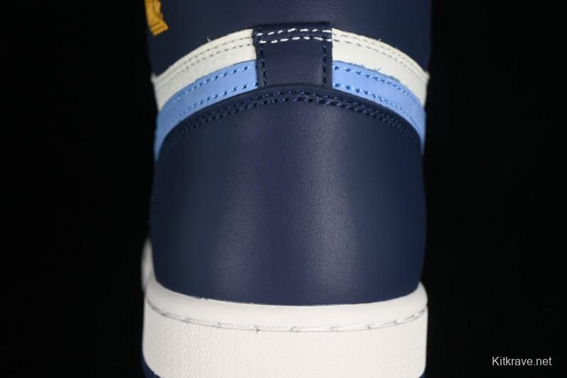 Nike Air Jordan 1 High OG "First in Flight" Basketball Shoes with UNC Blue and Yellow Accents - FD2596-400
