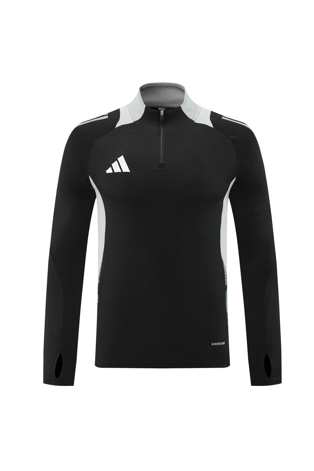 2024 Adidas Black/Grey Half Zipper Jacket +Long Pants