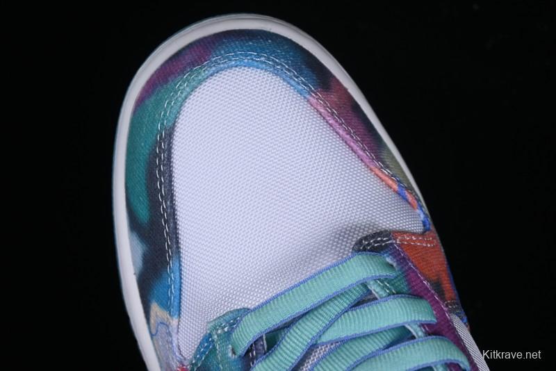 Nike Futura x Dunk Low Pro SB Casual Skate Shoes with Tie-Dye Pattern - HF6061-400