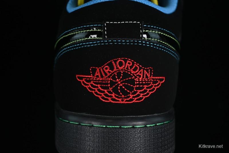 Nike Air Jordan 1 Low AJ1 Black Green Low Top Lifestyle Basketball Shoes - 338145-003