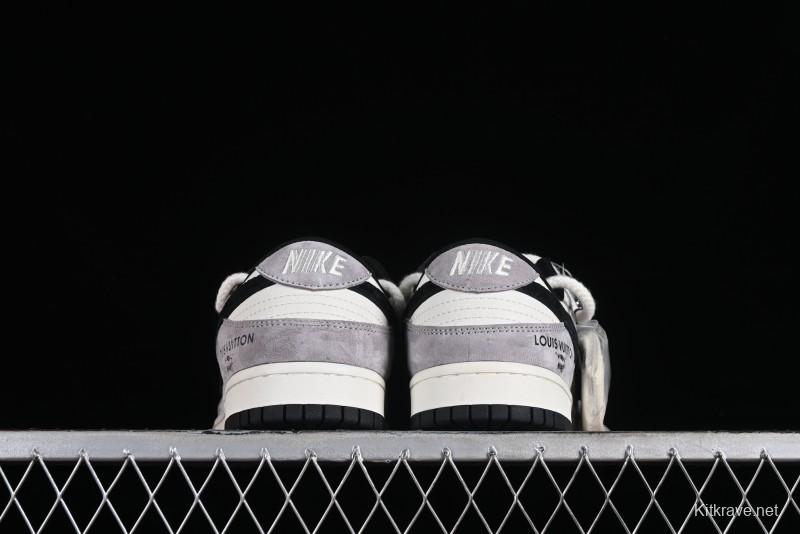 Nike SB Dunk Low LV Collaboration - Grey Pigskin Print Anniversary High-End Custom Low-Top Casual Sneakers - SJ2068-232
