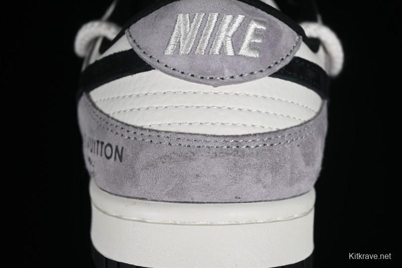 Nike SB Dunk Low LV Collaboration - Grey Pigskin Print Anniversary High-End Custom Low-Top Casual Sneakers - SJ2068-232