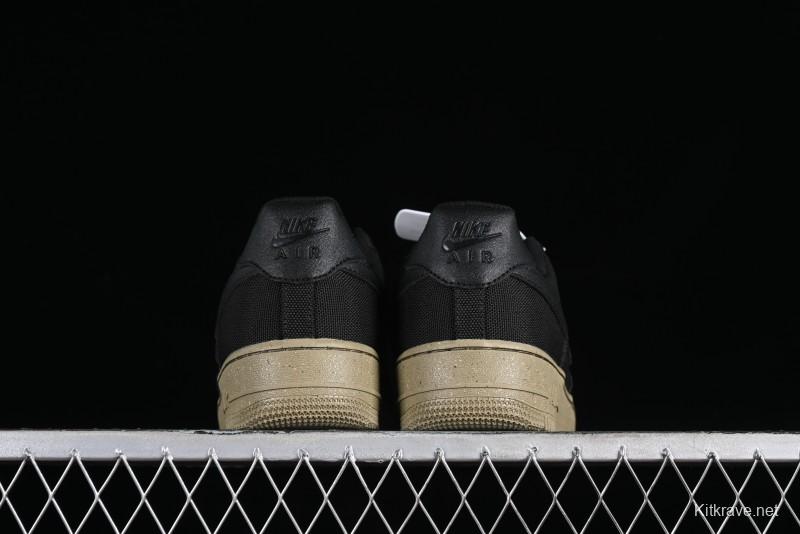 Nike Air Force 1 '07 Low Black Green Canvas Casual Sneakers - FJ4160-001