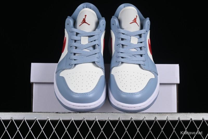 Nike Air Jordan 1 Low AJ1 White Blue Red Toe Casual Sneakers - DC0774-164