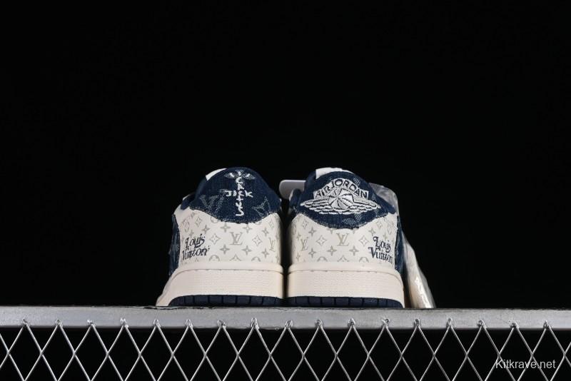 Nike Air Jordan 1 Low OG SP Travis Scott x Fragment Design Retro Sneakers with Reverse Swoosh - SJ2068-004