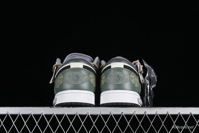 Nike Air Jordan 1 Low Customized Panda Mischief Jungle Adventure Casual Sneakers - 553558-040