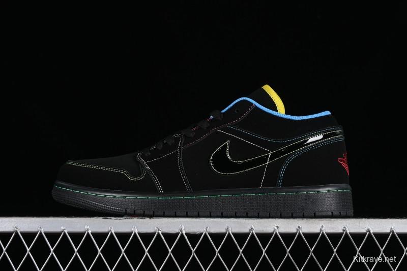 Nike Air Jordan 1 Low AJ1 Black Green Low Top Lifestyle Basketball Shoes - 338145-003