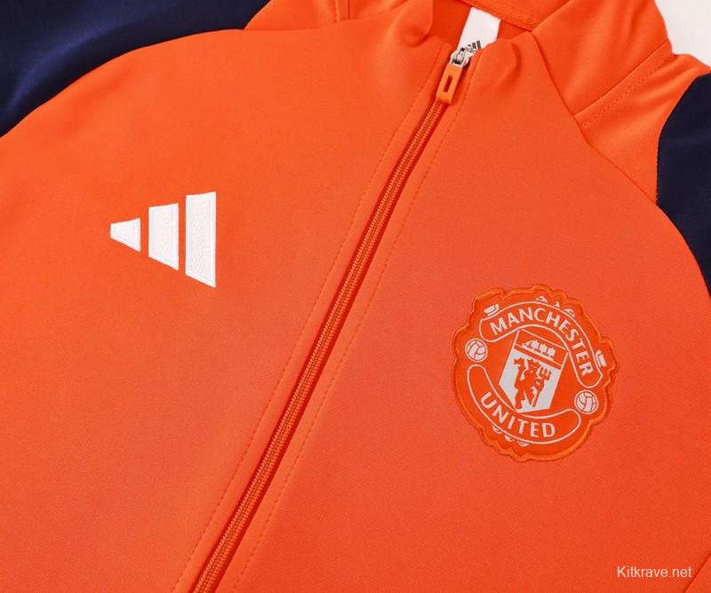 24/25 Manchester United Orange Full Zipper Jacket +Long Pants