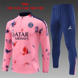 24/25 Kids PSG Pink Half Zipper Jacket+Long Pants