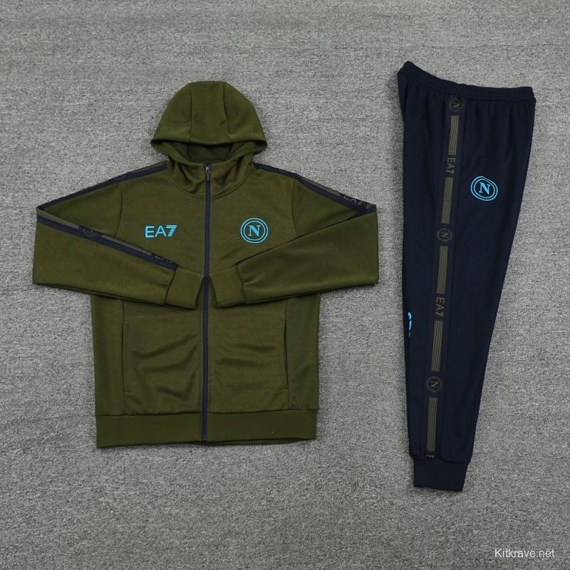 24/25 Napoli Green Hoodie Full Zipper Jacket +Long Pants