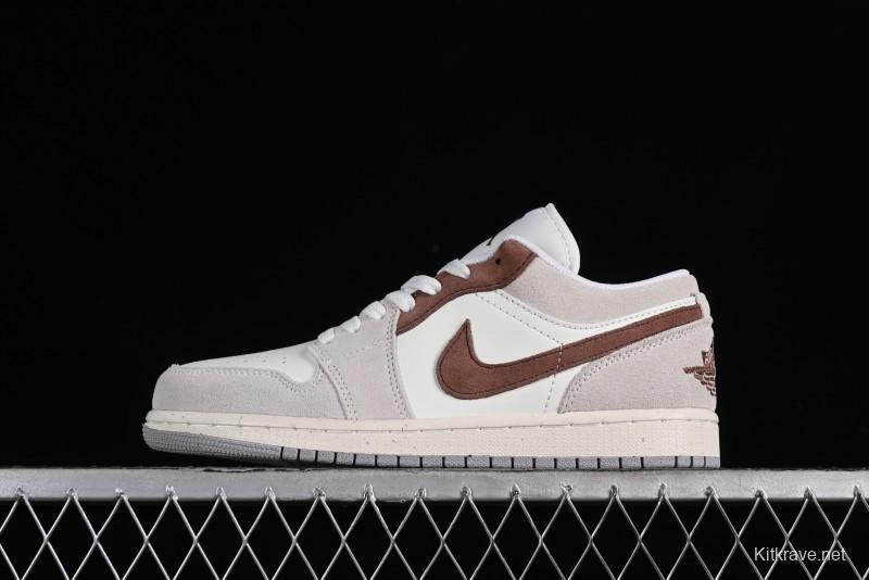 Nike Air Jordan 1 Low Retro Casual Sneakers in Grey Tan - HF1567-200