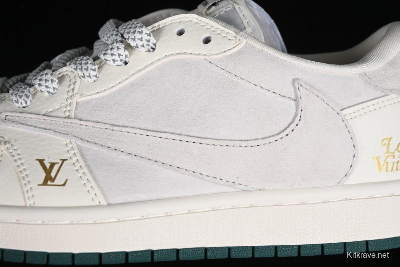 Nike Travis Scott x Fragment Design x Air Jordan 1 Low OG SP AJ1 LV Beige Grey Low-top Casual Sneakers - LJ5188-005