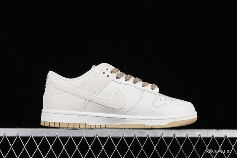 Nike SB Dunk Low Collaboration Three Swooshes Beige Gold Colorway Low-Top Casual Skateboarding Shoes - NK5639-326