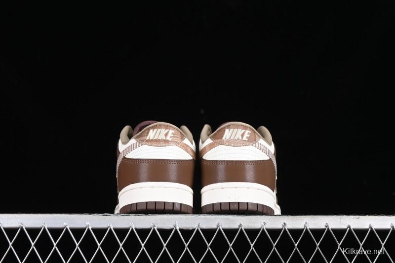 Nike Dunk Low SB White Brown Plaid Casual Skate Shoes - FV3653-191
