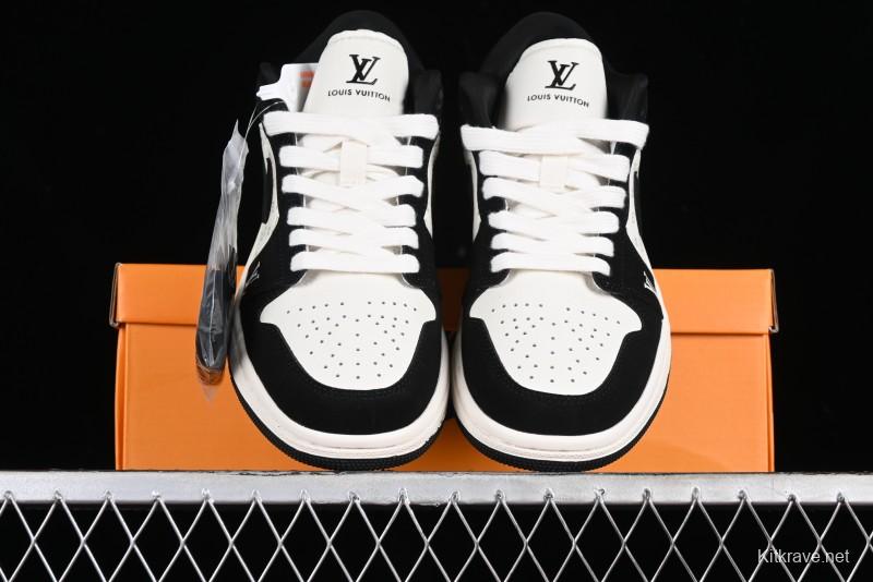 Nike Air Jordan 1 Low LV Collaboration - Black White Panda Custom Culture Casual Sneakers SJ9950-001