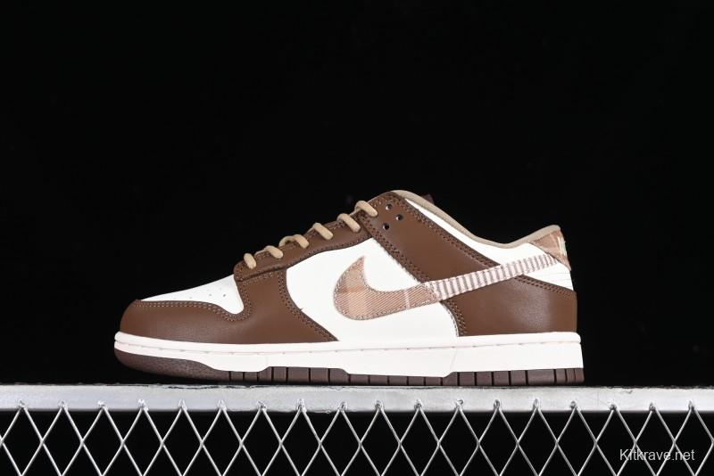 Nike Dunk Low SB White Brown Plaid Casual Skate Shoes - FV3653-191