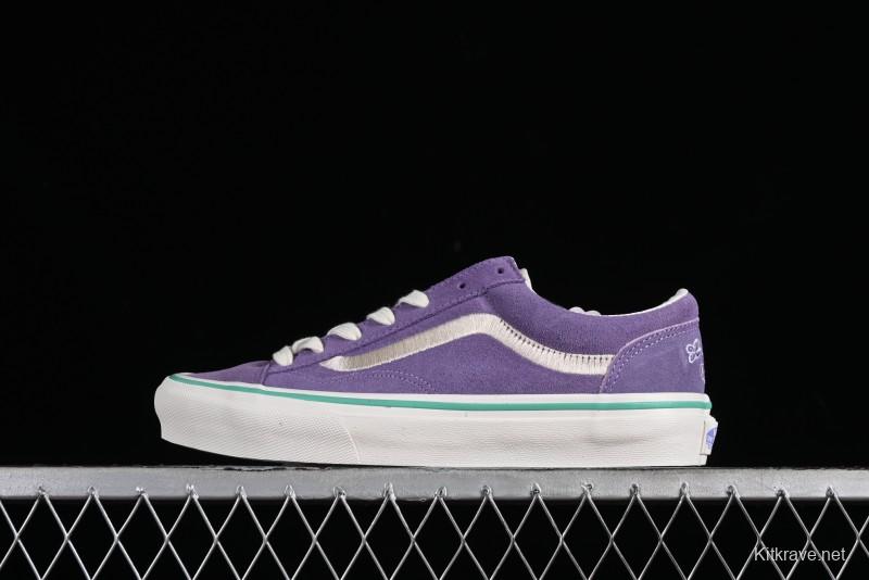 Vans Style 36 Low-Top Skate Shoes with Purple Embroidery - VN000CRPGRN