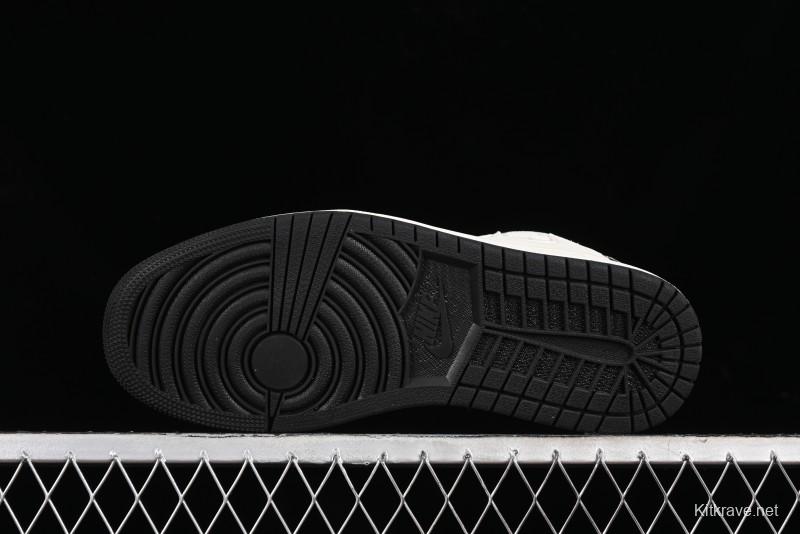 Nike Travis Scott x Fragment Design x Air Jordan 1 Low OG SP AJ1 MLB Collaboration - NY Black Print Low Top Casual Sneakers SJ2068-104