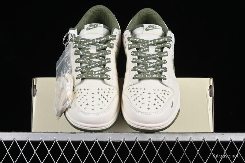 Nike SB Dunk Low Supreme Collaboration - Military Green Canvas Anniversary Custom Low-Top Casual Skate Shoes - BB6698-516