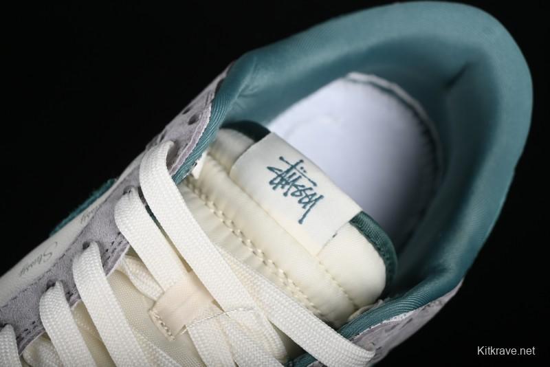 Nike SB Dunk Low Stussy Collaboration - Grey Green Pig Anniversary High-End Custom Low-Top Casual Skate Shoes - CF3688-007