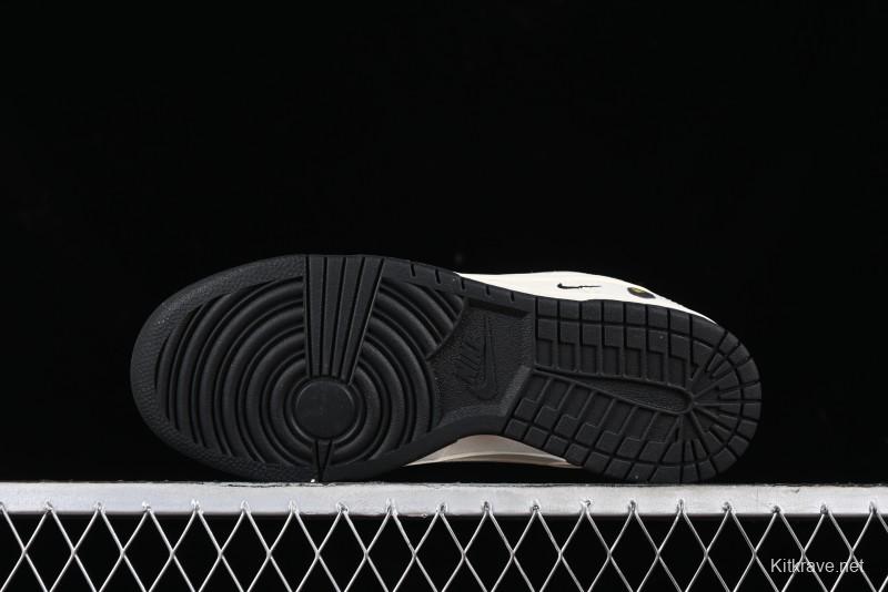 Nike SB Dunk Low BAPE Collaboration - Off-White Black Swoosh Anniversary Custom Low-Top Casual Skate Shoes - XD6188-037