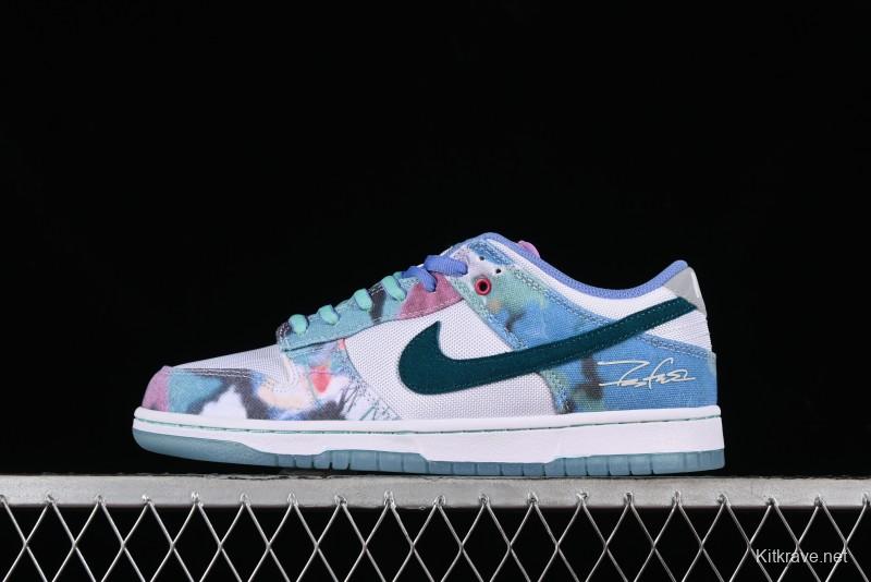 Nike Futura x Dunk Low Pro SB Skate Shoes with Tie-Dye Design - HF6061-400