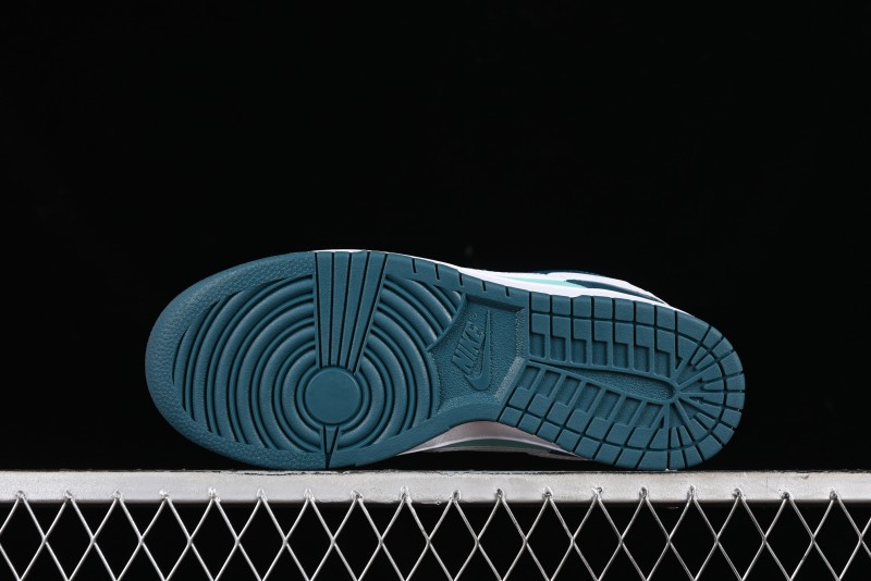 Nike Dunk Low SB Skateboarding Shoes in White and Geode Teal - DD1503-301