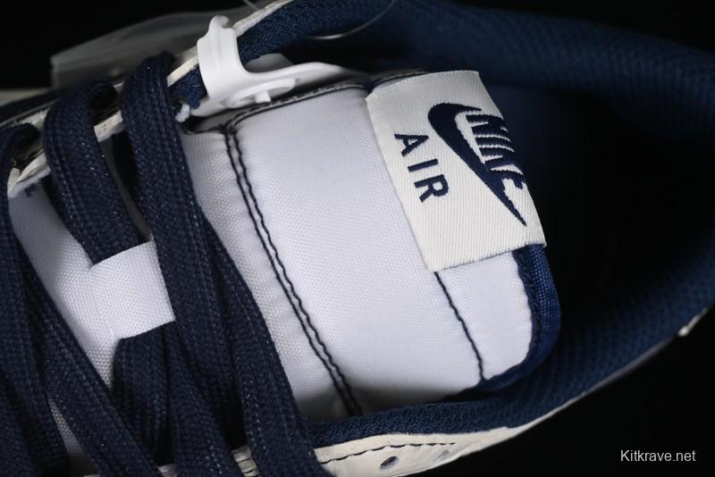 Nike Travis Scott x Fragment Design x Air Jordan 1 Low OG SP AJ1 Supreme Collaboration - Dark Blue Swoosh Low-Top Casual Sneakers - XZ2268-001