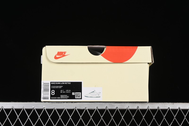 Nike SB Dunk Low Stussy Collaboration - White Grey Green Print Anniversary High-End Custom Low-Top Casual Skate Shoes - XX2025-808