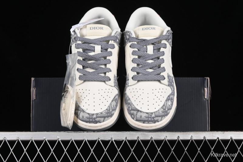 Nike SB Dunk Low Dior Collaboration - Suede Gray Anniversary High-End Custom Low-Top Casual Skate Shoes - XY1688-004